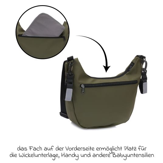 Fillikid Wickeltasche Daybag die moderne Tragetasche, mit Wickelauflage, isolierter Flaschenhalter inkl. Kinderwagenbefestigung - Grün