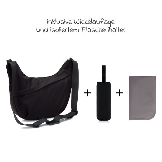 Fillikid Wickeltasche Daybag die moderne Tragetasche, mit Wickelauflage, isolierter Flaschenhalter inkl. Kinderwagenbefestigung - Schwarz