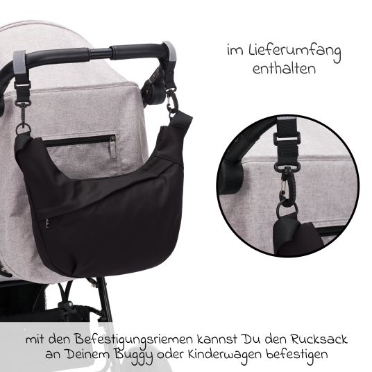 Fillikid Wickeltasche Daybag die moderne Tragetasche, mit Wickelauflage, isolierter Flaschenhalter inkl. Kinderwagenbefestigung - Schwarz