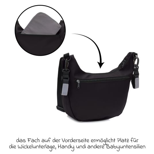 Fillikid Wickeltasche Daybag die moderne Tragetasche, mit Wickelauflage, isolierter Flaschenhalter inkl. Kinderwagenbefestigung - Schwarz