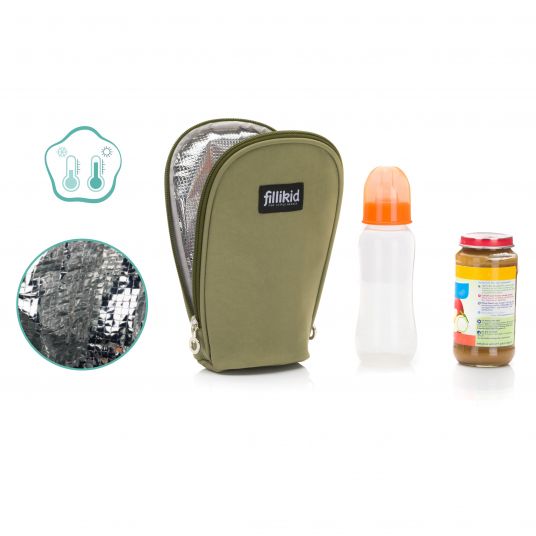 Fillikid Palma diaper bag with changing mat and thermal bag - olive