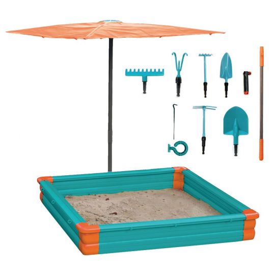 Gardena Sandbox with large accessory set & parasol 120 x 120 cm