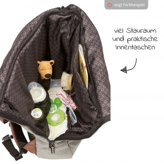 Gesslein 2 in 1 Diaper Backpack & Diaper Bag N°6 with changing mat and many compartments - Grey