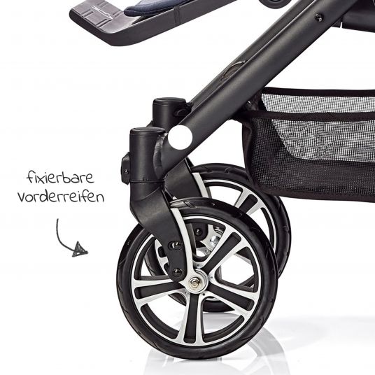 Gesslein 2in1 Kids Stroller F4 Air+ Classic with C2 Carrycot & Convertible Stroller Attachment - Black Cognac Granite Grey