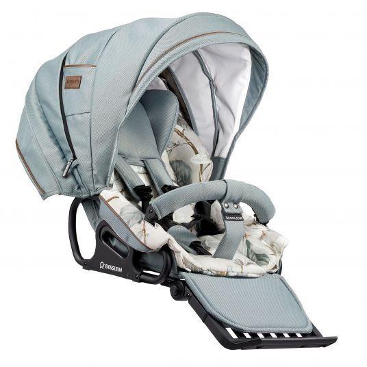 Gesslein 2in1 F4 Air+ Classic Stroller with C2 Carrycot & Convertible Stroller Attachment - Black Tobacco Aqua Mint