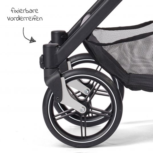 Gesslein 2in1 Kids Stroller FX4 Soft+ Classic with CX3 Carrycot & Convertible Stroller Attachment - Black-Cognac-Khaki