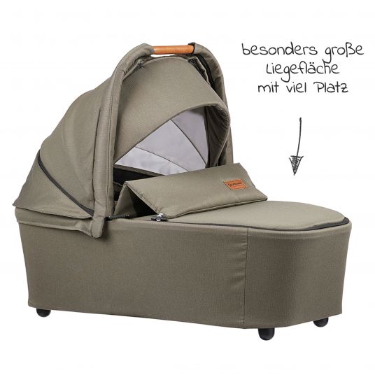 Gesslein Passeggino classico 2in1 FX4 Soft+ con navicella CX3 e seggiolino trasformabile - Nero-Cognac-Khaki