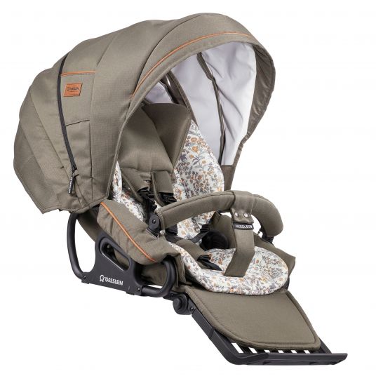 Gesslein Passeggino classico 2in1 FX4 Soft+ con navicella CX3 e seggiolino trasformabile - Nero-Cognac-Khaki