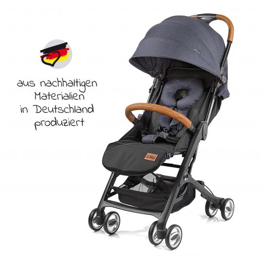 Gesslein Buggy & Travel Buggy Smiloo Cuby with reclining position, small foldable only 6,5kg - Black-Cognac-Blue Mottled