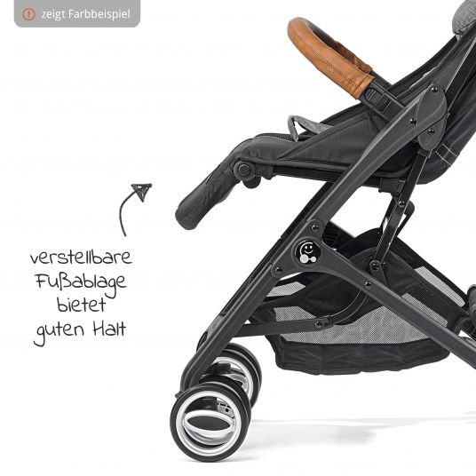 Gesslein Buggy & Travel Buggy Smiloo Cuby with reclining position, small foldable only 6,5kg - Black-Cognac-Blue Mottled