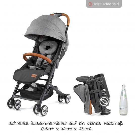 Gesslein Buggy & travel buggy Smiloo Cuby with reclining position, small foldable only 6,5kg - Black-Cognac-Camel Meliert