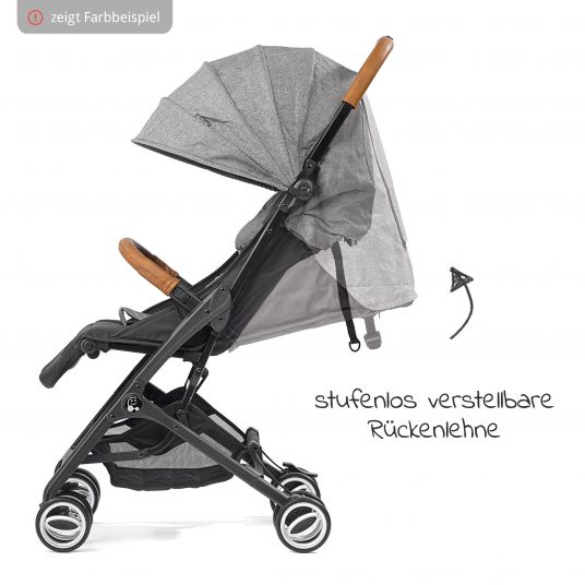 Gesslein Buggy & travel buggy Smiloo Cuby with reclining position, small foldable only 6,5kg - Black-Cognac-Camel Meliert