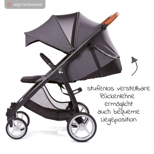 Gesslein Buggy & stroller Smiloo Happy plus with reclining position, height adjustable slide, up to 22 kg - Black-Cognac-Olive