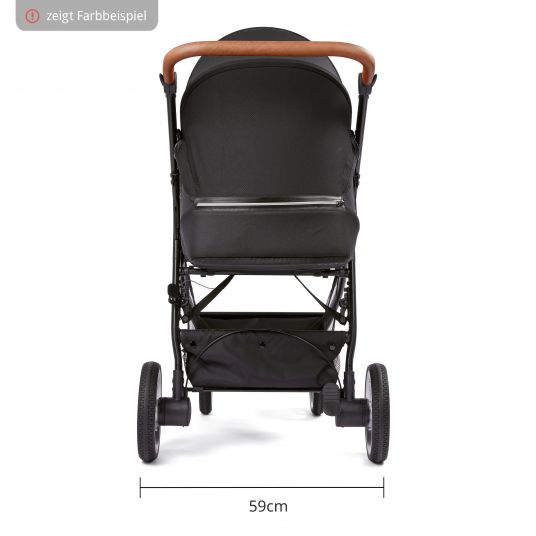 Gesslein Buggy & stroller Smiloo Happy plus with reclining position, height adjustable slide, up to 22 kg - Black-Cognac-Steel Grey