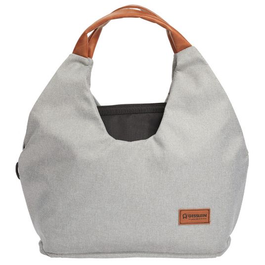 Gesslein Diaper bag N°5 with changing mat, zippered pocket, little bag & insulated container - Granite Gray Mottled
