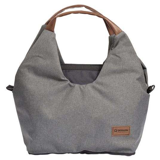 Gesslein Diaper bag N°5 with changing mat, zippered pocket, little bag & insulated container - Grey Mottled