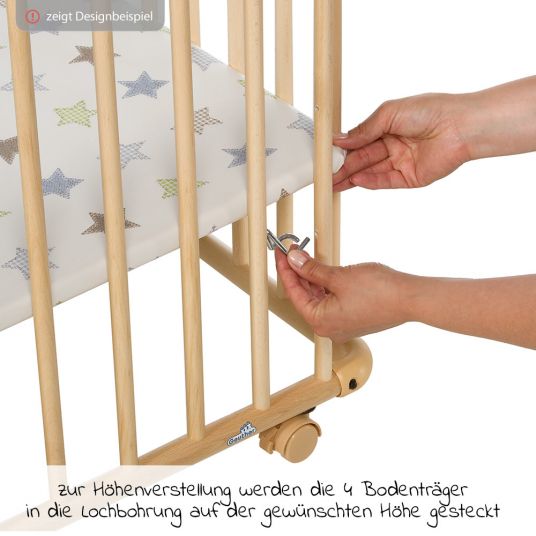 Geuther Playpen Belami Plus 3-way height adjustable with 4 wheels 76 x 97 cm - Lama - Nature