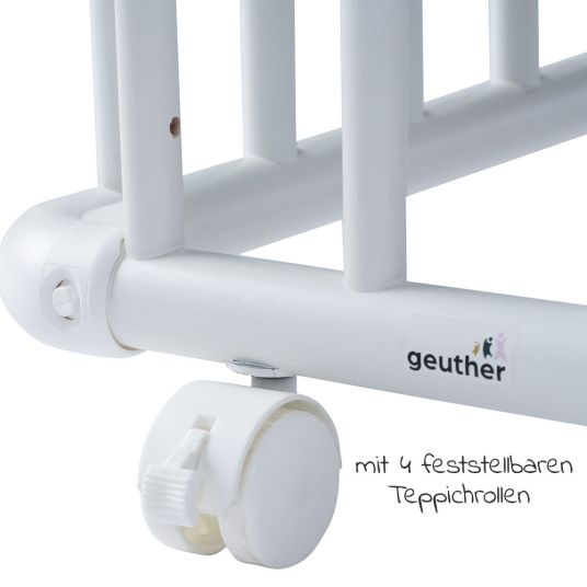 Geuther Laufgitter Belami Plus 3-fach höhenverstellbar mit 4 Rollen 76 x 97 cm - Lama - Weiß