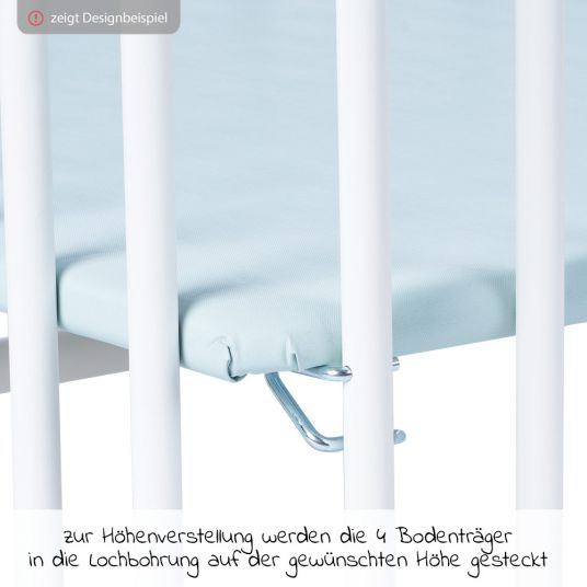 Geuther Laufgitter Belami Plus 3-fach höhenverstellbar mit 4 Rollen 76 x 97 cm - Sternchen - Weiß
