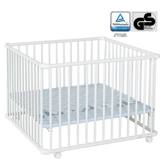Geuther Playpen Belami Plus 3 height adjustable with 4 wheels 97 x 97 cm - Lama - White