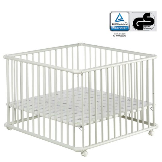 Geuther Playpen Belami Plus 3-fold height adjustable with 4 wheels 97 x 97 cm - Star - White