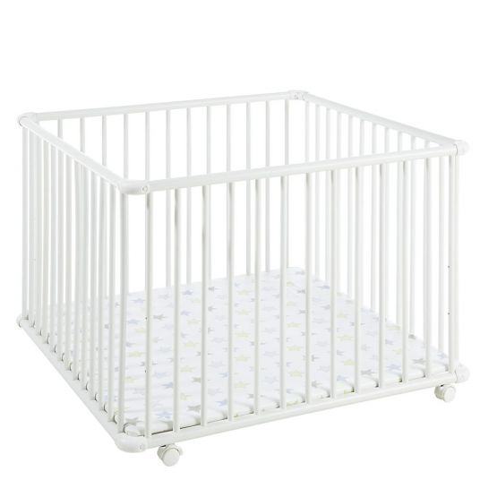 Geuther Playpen Belami Plus 3-fold height adjustable with 4 wheels 97 x 97 cm - Star - White