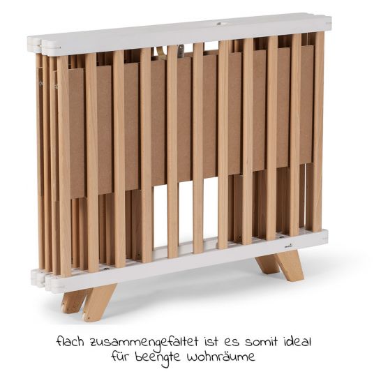 Geuther Laufgitter Lasse zusammenfaltbar, 2-fach höhenverstellbar mit 2 Rollen 96 x 96 cm - Natur Weiß