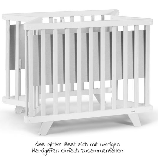 Geuther Playpen Lasse foldable, 2-fold height adjustable with 2 wheels 96 x 96 cm - White