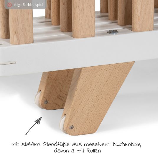 Geuther Laufgitter Lasse zusammenfaltbar, 2-fach höhenverstellbar mit 2 Rollen 96 x 96 cm - Weiß