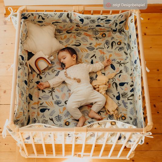 Geuther Playpen Lucilee Plus foldable, 3-fold height adjustable with 4 castors 90.2 x 97.4 cm - Star - Nature