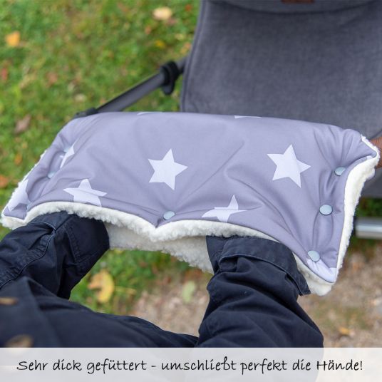 Glückspilzig Stroller hand warmer - gray with stars