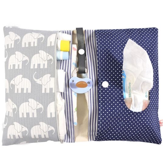 Glückspilzig XXL Diaper bag Elephant - Grey / Blue