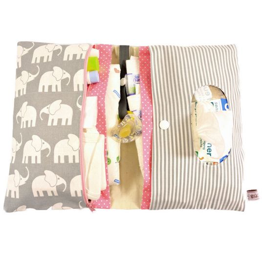 Glückspilzig XXL Diaper bag Elephant - Grey / Pink