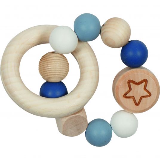 Goki Greifling Elastik mit Holz- & Silikonperlen - Sternchen - Blau