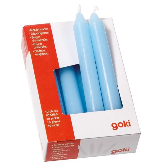 Goki Birthday candles 10 pack - Light blue