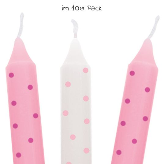 Goki Geburtstagskerzen 10er Pack - Punkte - Rosa