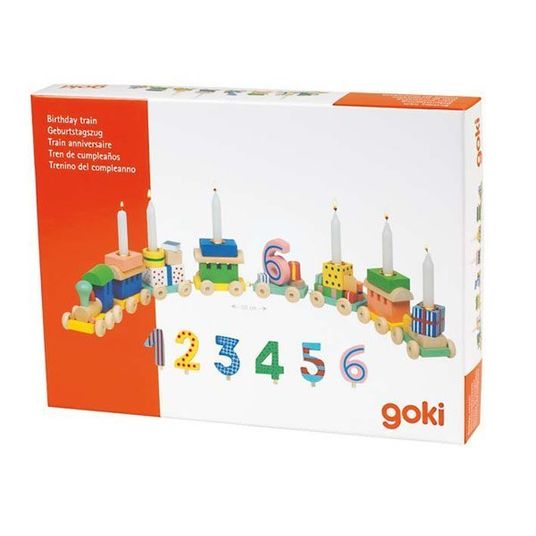 Goki Geburtstagszug mit Zahlen + 6 Kerzenhaltern