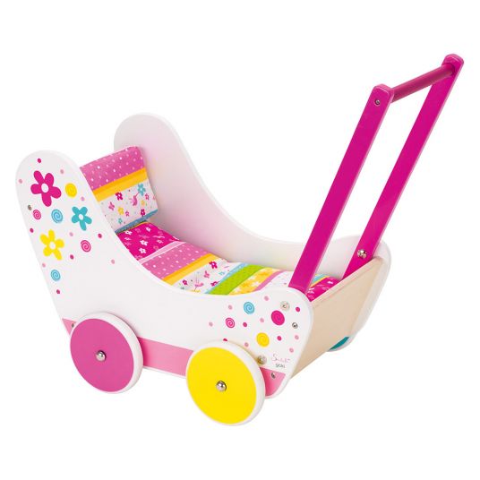 Goki Wooden doll carriage incl. bed cot - Susibelle