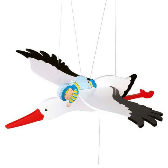 Goki Wooden Swinging Animal Stork with Baby - Blue