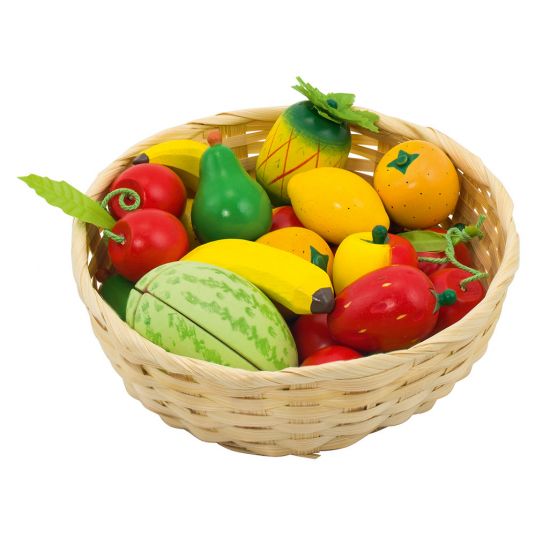 Goki Basket with 22 pcs fruit assortment
