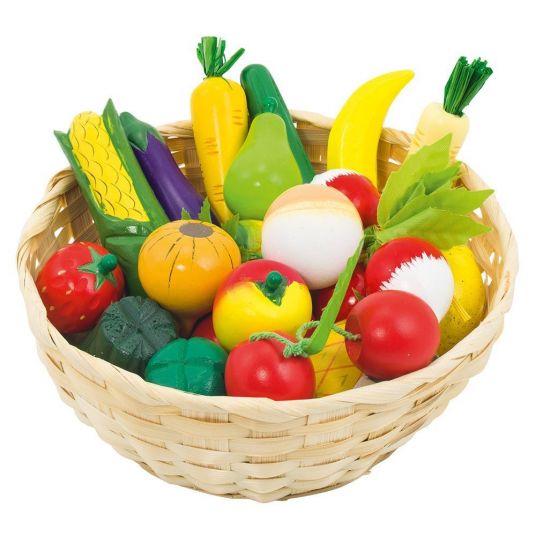 Goki Korb mit Obst und Gemüse 21-teilig