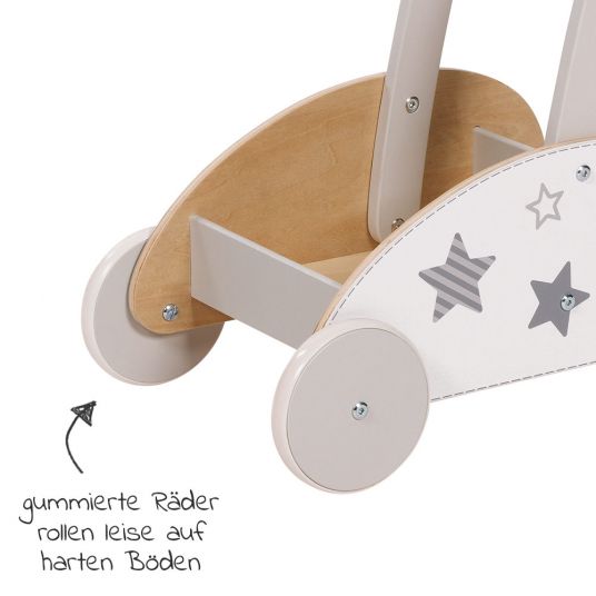 Goki Baby walker to push - Stars - Grey White