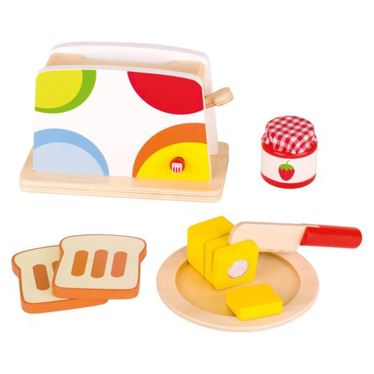 Goki Pop-Up Toaster mit 9-tlg. Frühstücks-Set