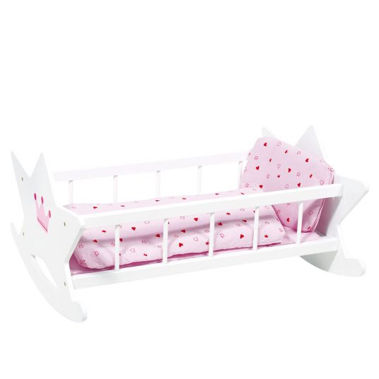 Goki Culla per bambole con biancheria da letto - Little Crown - Bianco Rosa