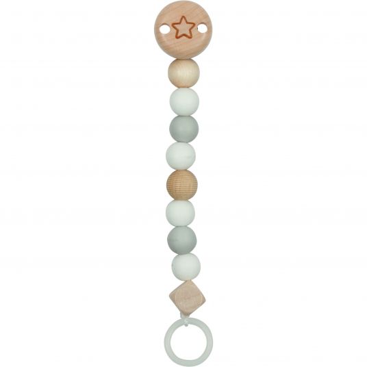 Goki Pacifier chain with silicone beads - Star - Grey