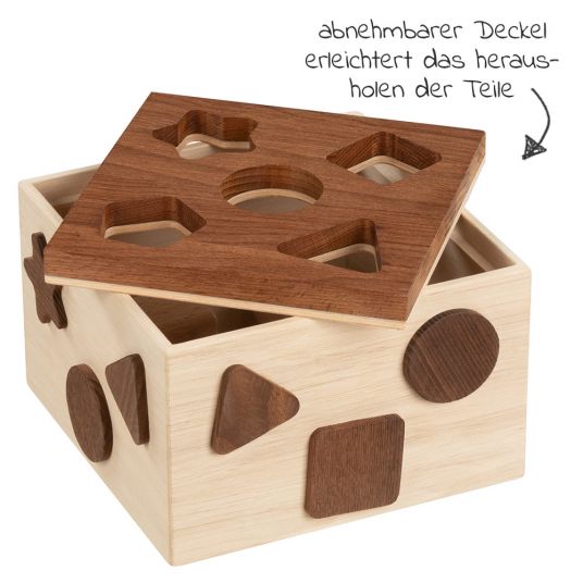 Goki Gioco di ordinamento Sort Box con 5 blocchi di legno - Natura