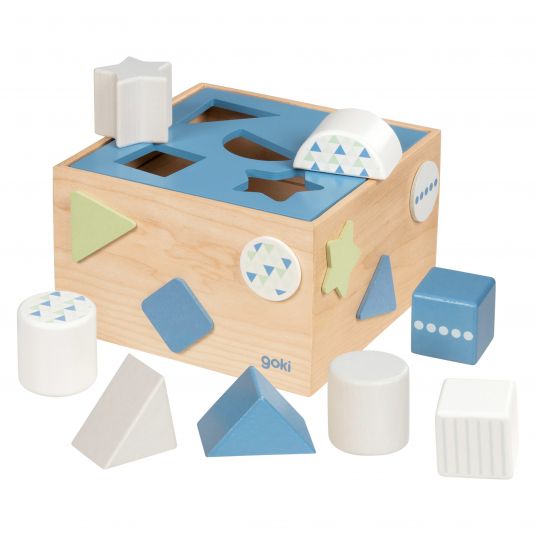 Goki Gioco di ordinamento Sort Box con 8 blocchi di legno - Lifestyle Aqua