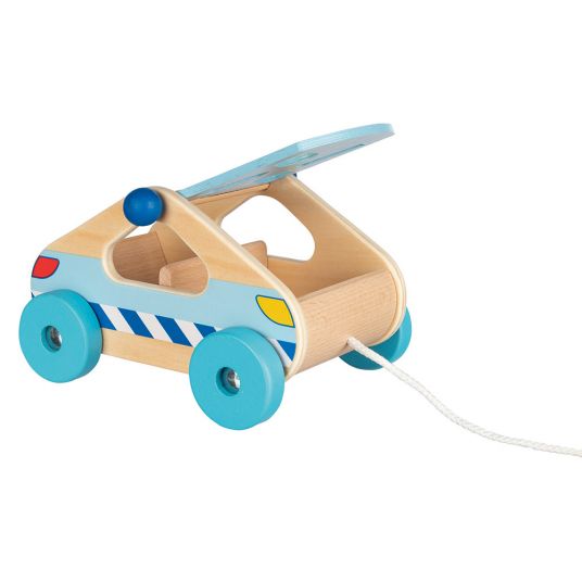 Goki Plug-in game 2in1 Sort Box - with 4 wooden blocks - car to drag behind