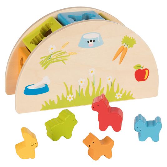 Goki Plug game 2in1 Sort Box - with 5 game pieces - Who eats what?