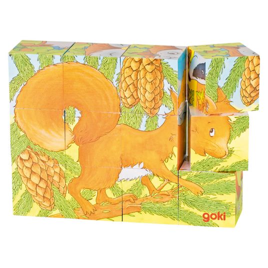 Goki Puzzle a cubo 12 pezzi - Animali della foresta